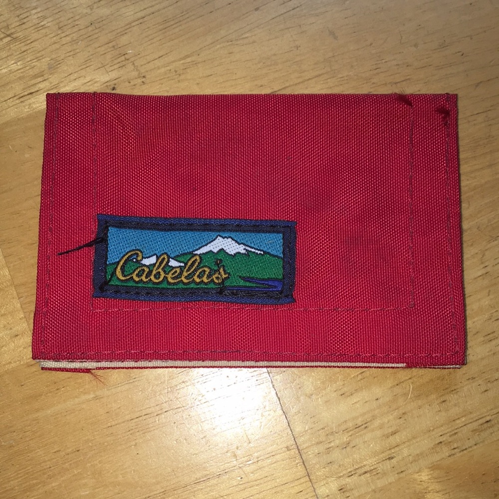 Cabela’s fishing lure angler pouch wallet Velcro billfold storage
